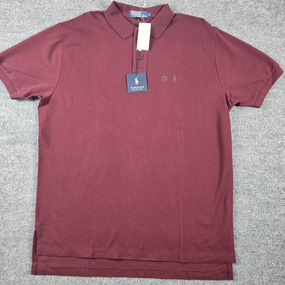 Polo Ralph Lauren Mesh Polo Shirt Mens XL Burgundy Short Sleeve Cotton nwt